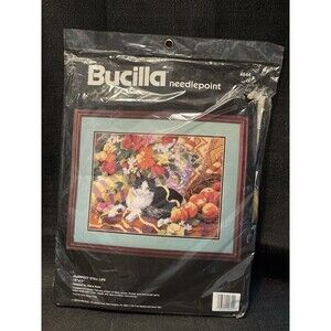 Bucilla Needlepoint Kit Purrfect Still Life #4644 Sealed Nancy Rossi 1990